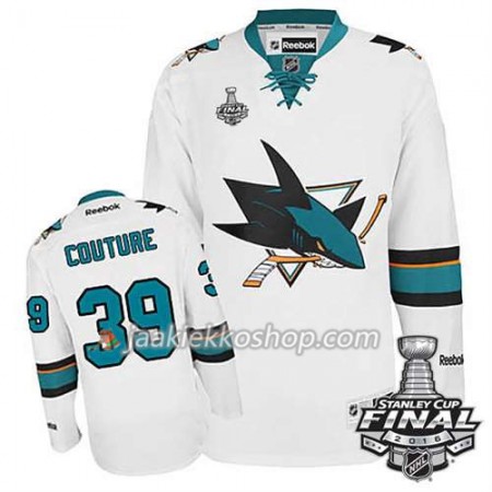 Reebok NHL San Jose Sharks Pelipaita Logan Couture #39 Valkoinen Vieras 2016 Stanley Cup
