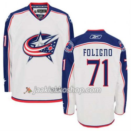 Reebok Miehille NHL Columbus Blue Jackets Pelipaita Nick Foligno #71 Vieras Valkoinen