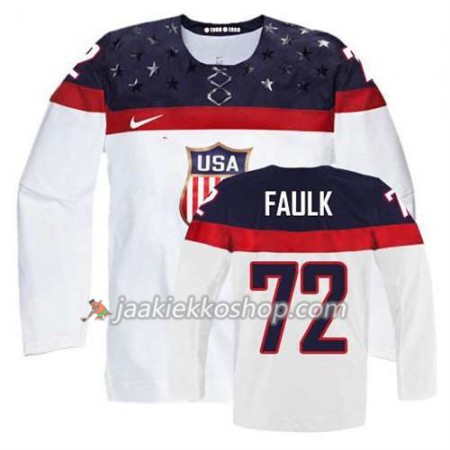 Reebok Nainen NHL Premier Olympic-USA Team Pelipaita Justin Faulk #72 Koti Valkoinen Paita