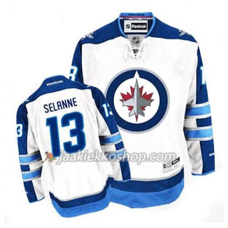 Reebok Miehille NHL Winnipeg Jets Pelipaita Teemu Selanne #13 Vieras Valkoinen