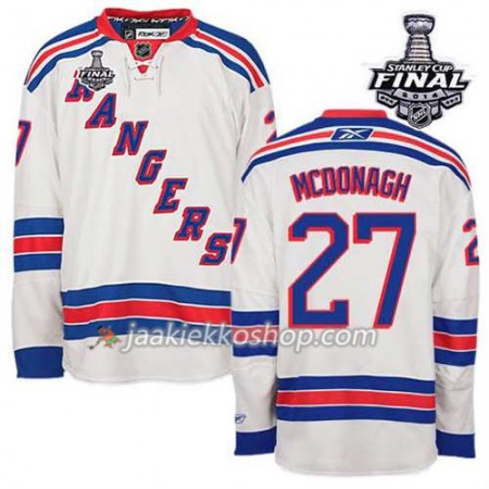 Reebok Miehille NHL New York Rangers Pelipaita Ryan McDonagh #27 Vieras Valkoinen 2014 Stanley Cup
