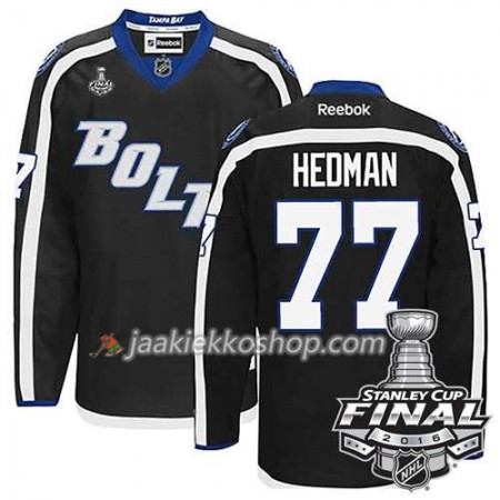 Reebok NHL Tampa Bay Lightning Pelipaita Victor Hedman #77 Musta Kolmas 2016 Stanley Cup