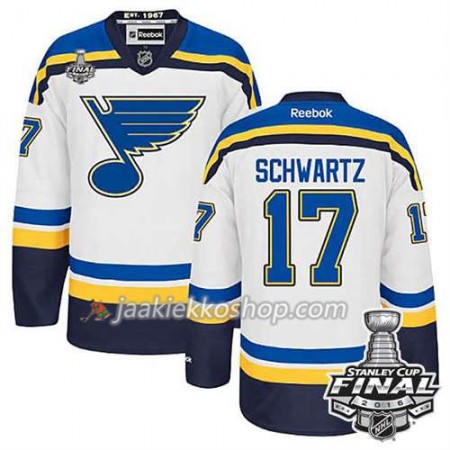Reebok NHL St. Louis Blues Pelipaita Jaden Schwartz #17 Valkoinen Vieras 2016 Stanley Cup