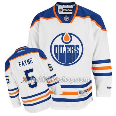 Reebok Miehille NHL Edmonton Oilers Pelipaita Mark Fayne #5 Vieras Valkoinen