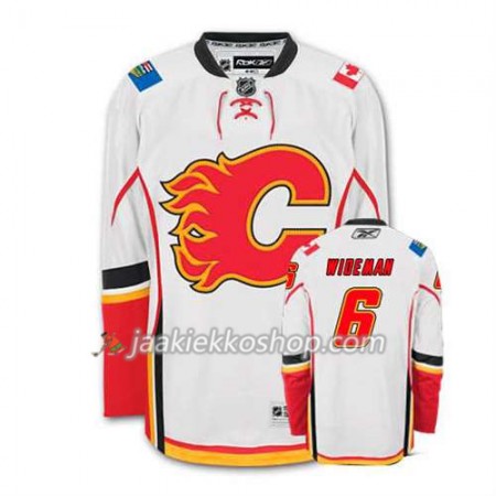 Reebok Miehille NHL Calgary Flames Pelipaita Dennis Wideman #6 Vieras Valkoinen