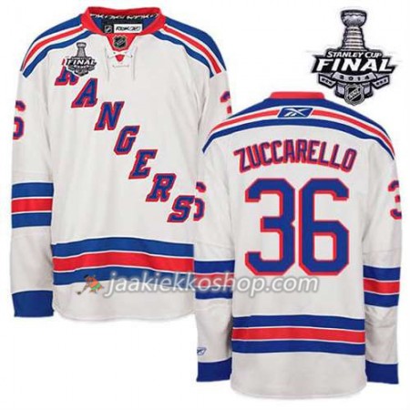 Reebok Miehille NHL New York Rangers Pelipaita Mats Zuccarello #36 Vieras Valkoinen 2014 Stanley Cup