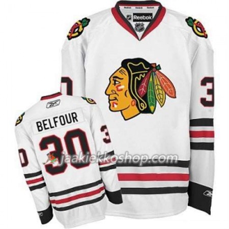 Reebok Miehille NHL Chicago Blackhawks Pelipaita ED Belfour 30 Valkoinen Vieras
