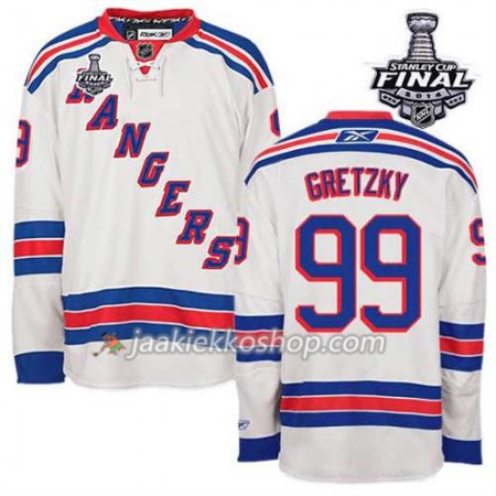 Reebok Miehille NHL New York Rangers Pelipaita Wayne Gretzky #99 Vieras Valkoinen 2014 Stanley Cup