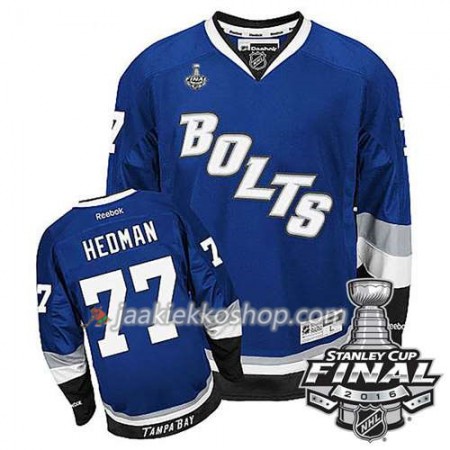 Reebok NHL Tampa Bay Lightning Pelipaita Victor Hedman #77 Sininen Kolmas 2016 Stanley Cup