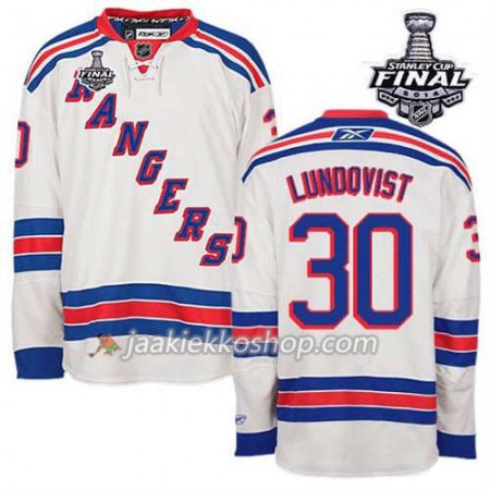 Reebok Miehille NHL New York Rangers Pelipaita Henrik Lundqvist #30 Vieras Valkoinen 2014 Stanley Cup