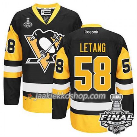 Reebok NHL Pittsburgh Penguins Pelipaita Kris Letang #58 Kolmas 2016 Stanley Cup