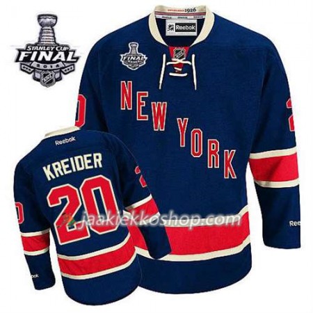 Reebok Miehille NHL New York Rangers Pelipaita Chris Kreider #20 Kolmas Sininen 2014 Stanley Cup