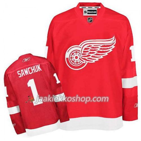 Reebok Miehille NHL Detroit Red Wings Pelipaita Terry Sawchuk #1 Koti Punainen