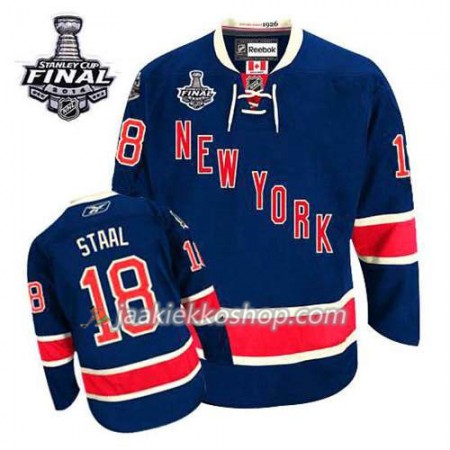 Reebok Miehille NHL New York Rangers Pelipaita Marc Staal #18 Kolmas Sininen 2014 Stanley Cup