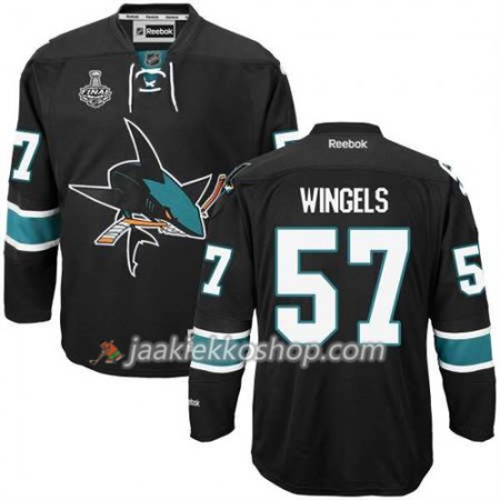 Reebok NHL San Jose Sharks Pelipaita Tommy Wingels #57 Musta Kolmas 2016 Stanley Cup