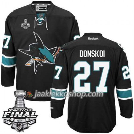 Reebok NHL San Jose Sharks Pelipaita Joonas Donskoi #27 Musta Kolmas 2016 Stanley Cup