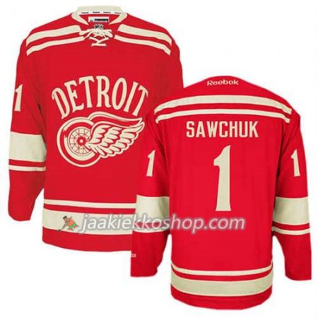 Reebok Miehille NHL Detroit Red Wings Pelipaita Terry Sawchuk #1 2014 Winter Classic Punainen