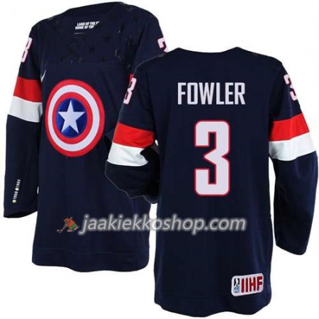 Reebok Miehille NHL Premier Olympic-USA Team Pelipaita Cam Fowler #3 Sininen Paita