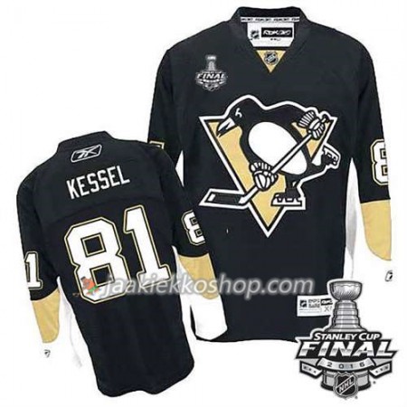 Reebok NHL Pittsburgh Penguins Pelipaita Phil Kessel #81 Musta Koti 2016 Stanley Cup