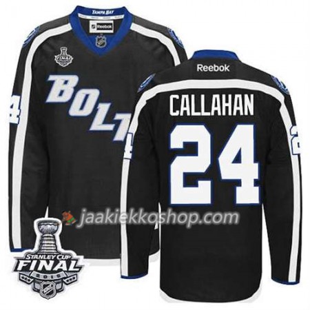 Reebok Miehille NHL Tampa Bay Lightning Pelipaita Ryan Callahan #24 Kolmas Musta 2015 Stanley Cup