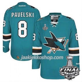 Reebok NHL San Jose Sharks Pelipaita Joe Pavelski #8 Teal Koti 2016 Stanley Cup