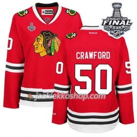 Reebok Nainen NHL Chicago Blackhawks Pelipaita Corey Crawford #50 Koti Punainen 2015 Stanley Cup