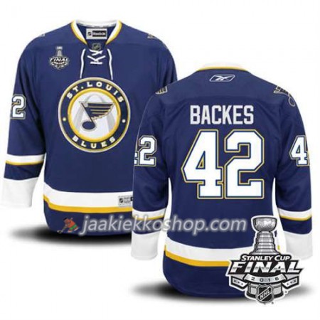Reebok NHL St. Louis Blues Pelipaita David Backes #42 Sininen Kolmas 2016 Stanley Cup
