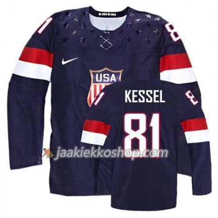 Reebok Miehille NHL Premier Olympic-USA Team Pelipaita Phil Kessel #81 Vieras Sininen Paita