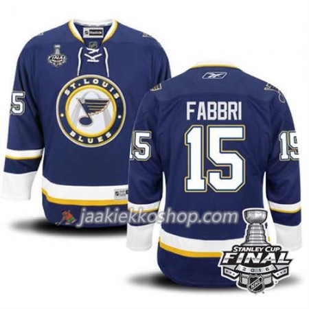 Reebok NHL St. Louis Blues Pelipaita Robby Fabbri #15 Sininen Kolmas 2016 Stanley Cup