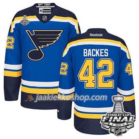 Reebok NHL St. Louis Blues Pelipaita David Backes #42 Sininen Koti 2016 Stanley Cup