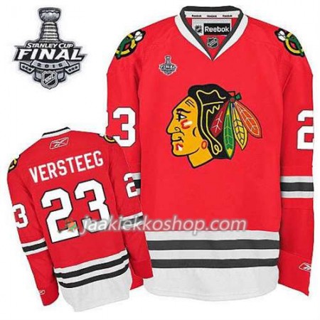 Reebok Miehille NHL Chicago Blackhawks Pelipaita Kris Versteeg #23 Koti Punainen 2015 Stanley Cup
