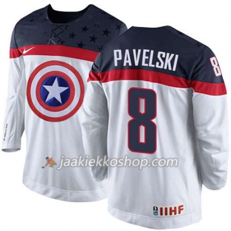 Reebok Miehille NHL Premier Olympic-USA Team Pelipaita Joe Pavelski #8 Valkoinen Paita