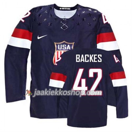 Reebok Miehille NHL Premier Olympic-USA Team Pelipaita David Backes #42 Valkoinen Vieras Sininen Paita