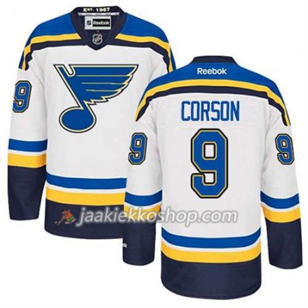 Reebok Miehille NHL St. Louis Blues Pelipaita Shayne Corson #9 Vieras Valkoinen