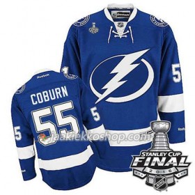 Reebok NHL Tampa Bay Lightning Pelipaita Braydon Coburn #55 Sininen Koti 2016 Stanley Cup