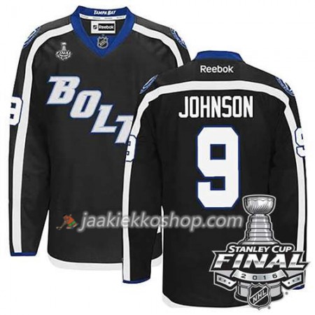 Reebok NHL Tampa Bay Lightning Pelipaita Tyler Johnson #9 Musta Kolmas 2016 Stanley Cup