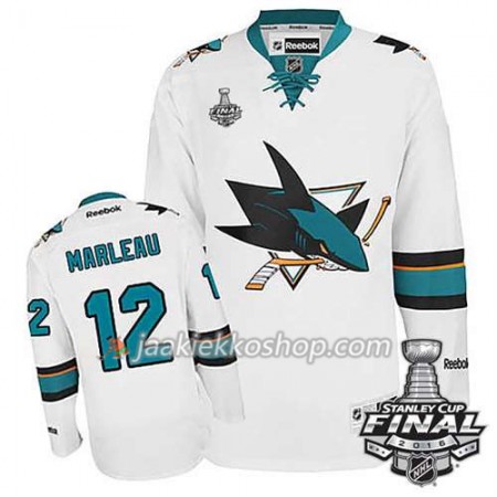 Reebok NHL San Jose Sharks Pelipaita Patrick Marleau #12 Valkoinen Vieras 2016 Stanley Cup