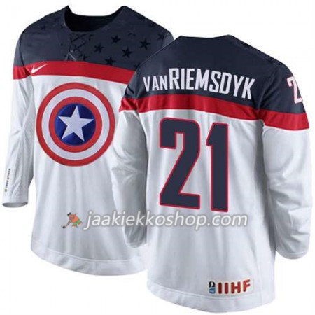 Reebok Miehille NHL Premier Olympic-USA Team Pelipaita James van Riemsdyk #21 Valkoinen Paita