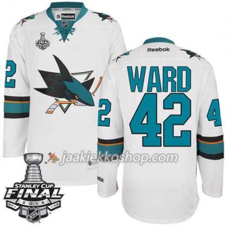 Reebok NHL San Jose Sharks Pelipaita Joel Ward #42 Valkoinen Vieras 2016 Stanley Cup