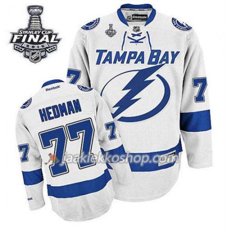 Reebok Miehille NHL Tampa Bay Lightning Pelipaita Victor Hedman #77 Vieras Valkoinen 2015 Stanley Cup