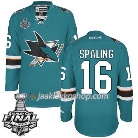 Reebok NHL San Jose Sharks Pelipaita Nick Spaling #16 Teal Koti 2016 Stanley Cup