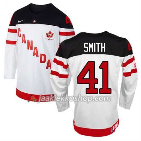Reebok Miehille NHL Premier Kanada Team Pelipaita Mike Smith #41 100th Anniversary Valkoinen Paita