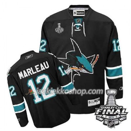 Reebok NHL San Jose Sharks Pelipaita Patrick Marleau #12 Musta Kolmas 2016 Stanley Cup