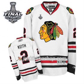 Reebok Nainen NHL Chicago Blackhawks Pelipaita Duncan Keith #2 Vieras Valkoinen 2015 Stanley Cup