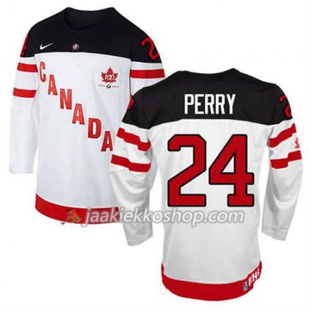 Reebok Miehille NHL Premier Kanada Team Pelipaita Corey Perry #24 100th Anniversary Valkoinen Paita