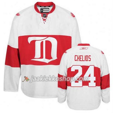 Reebok Miehille NHL Detroit Red Wings Pelipaita Chris Chelios #24 Kolmas Winter Classic Valkoinen