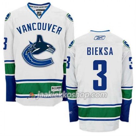Reebok Miehille NHL Vancouver Canucks Pelipaita Kevin Bieksa #3 Vieras Valkoinen
