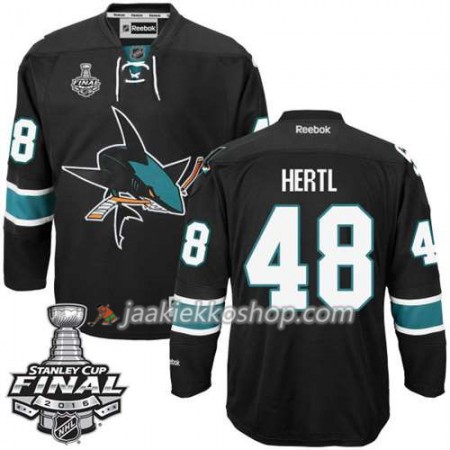 Reebok NHL San Jose Sharks Pelipaita Tomas Hertl  #48 Musta Kolmas 2016 Stanley Cup