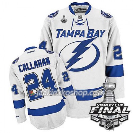 Reebok NHL Tampa Bay Lightning Pelipaita Ryan Callahan #24 Valkoinen Vieras 2016 Stanley Cup