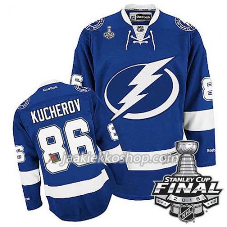 Reebok NHL Tampa Bay Lightning Pelipaita Nikita Kucherov #86 Sininen Koti 2016 Stanley Cup